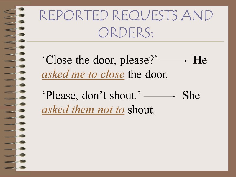 REPORTED REQUESTS AND ORDERS: ‘Close the door, please?’      